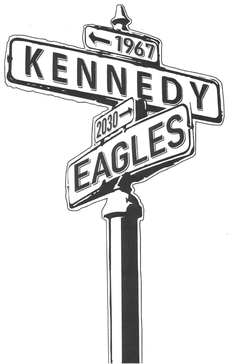 Kennedy Eagles sign graphic with arrows marked 1967 and 2030